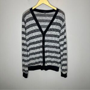 Black grey and black striped button down cardigan